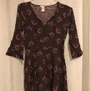 H&M Patterned Mini Flared Dress w Neck Ties